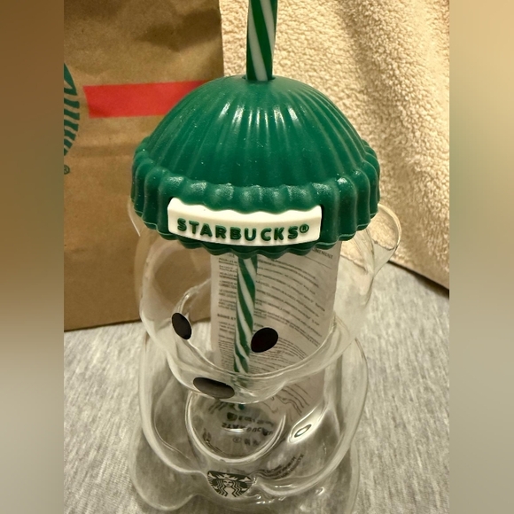 Starbucks Clear Bear Tumbler with Green Lid and Straw - Picture 2 of 4